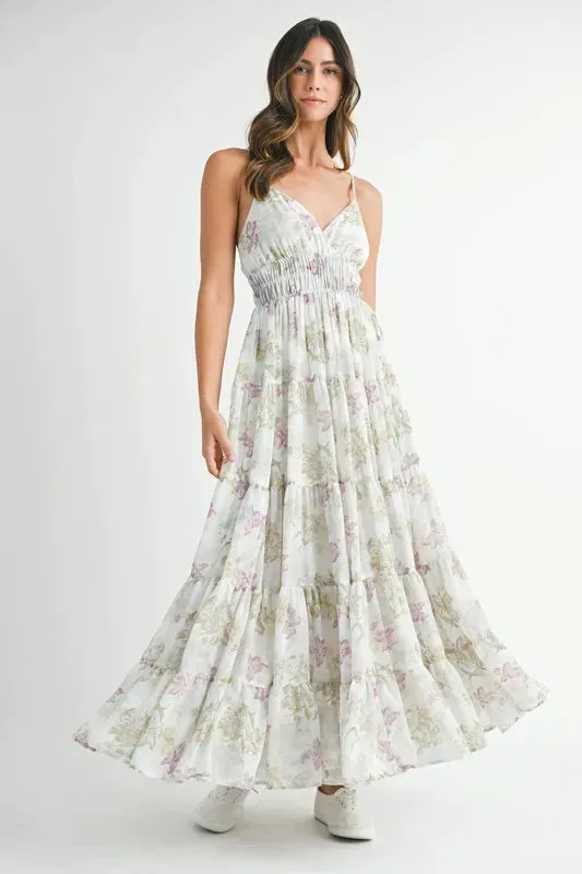 MABLE Floral Print Tiered Cami Maxi Dress sold by Charming Charlie