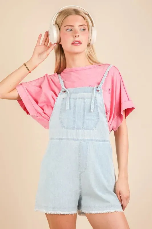 VERY J Mineral Washed Denim Casual Romper sold by Charming Charlie product image thumbnail 4