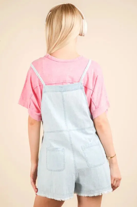 VERY J Mineral Washed Denim Casual Romper sold by Charming Charlie product image thumbnail 3