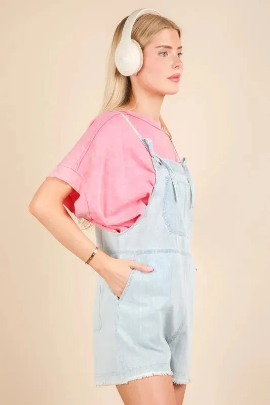 VERY J Mineral Washed Denim Casual Romper sold by Charming Charlie product image thumbnail 2