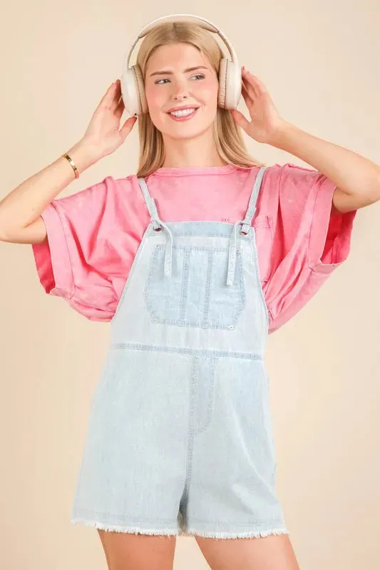 VERY J Mineral Washed Denim Casual Romper sold by Charming Charlie product image thumbnail 5