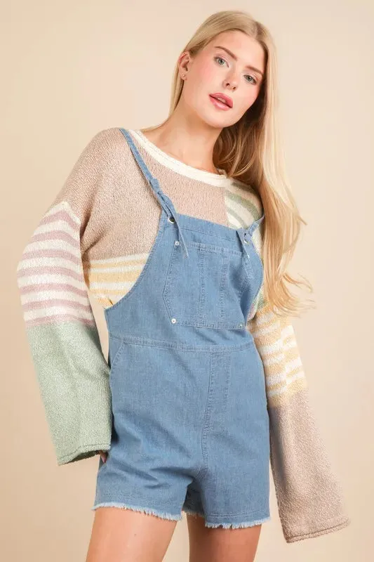VERY J Mineral Washed Denim Casual Romper sold by Charming Charlie product image thumbnail 5
