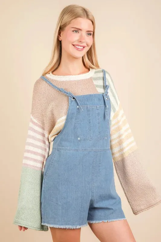 VERY J Mineral Washed Denim Casual Romper sold by Charming Charlie product image thumbnail 4