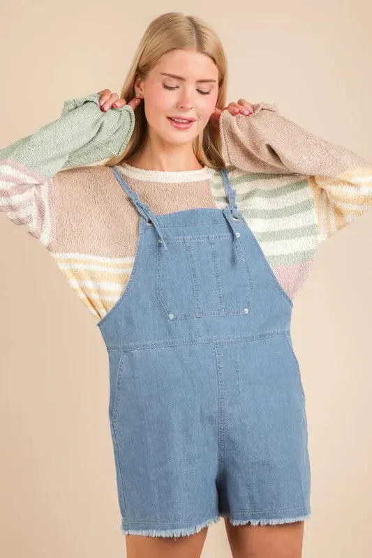 VERY J Mineral Washed Denim Casual Romper sold by Charming Charlie product image thumbnail 2