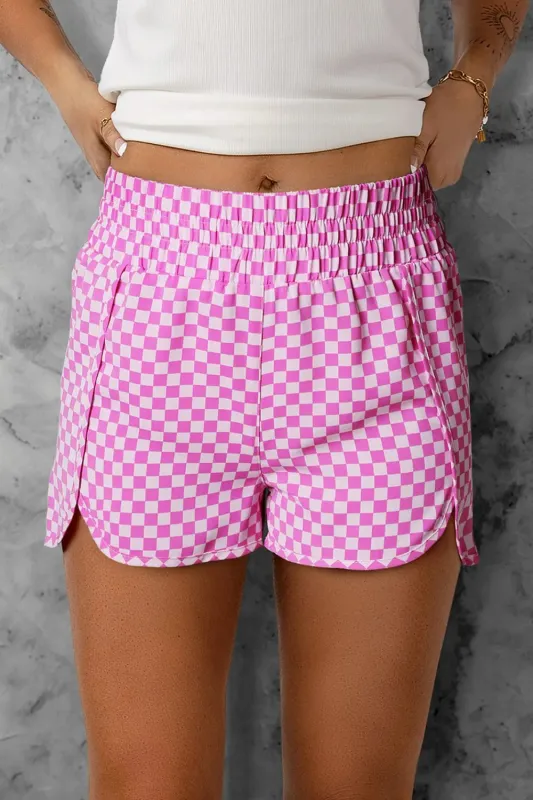 Smocked Elastic Waist Checkered Shorts sold by Charming Charlie