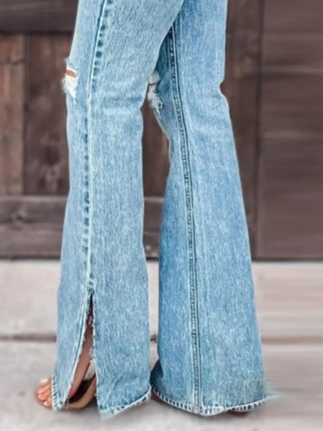 Distressed Slit Bootcut Jeans sold by Charming Charlie product image thumbnail 4