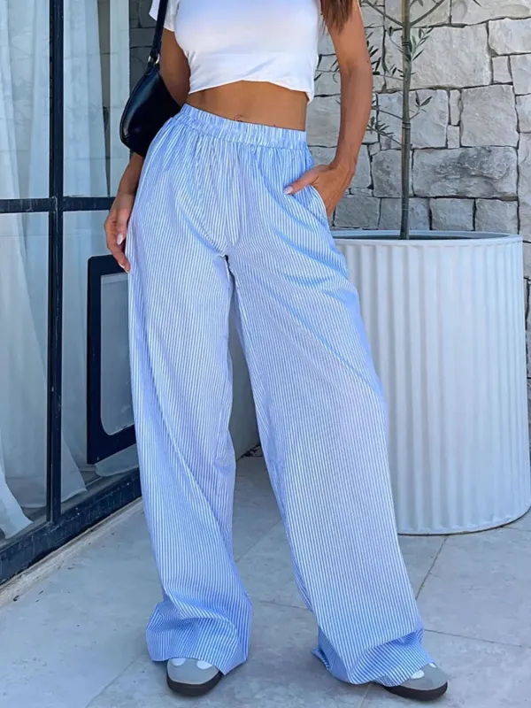 Pocketed Striped Wide Leg Pants sold by Charming Charlie