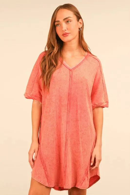 VERY J Plus Size Mineral Washed Ribbed Knit Mini Dress sold by Charming Charlie
