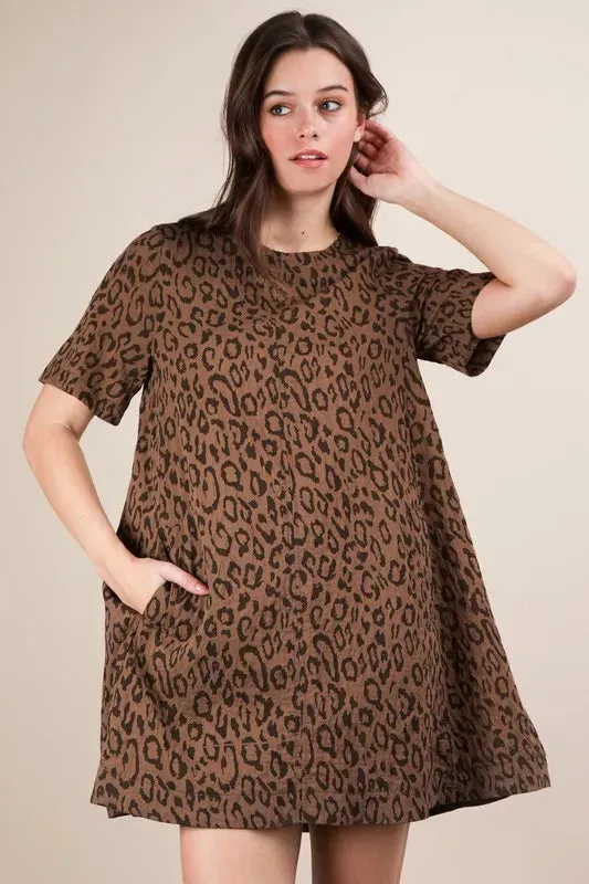 VERY J Leopard Printed Comfy Mini Dress sold by Charming Charlie