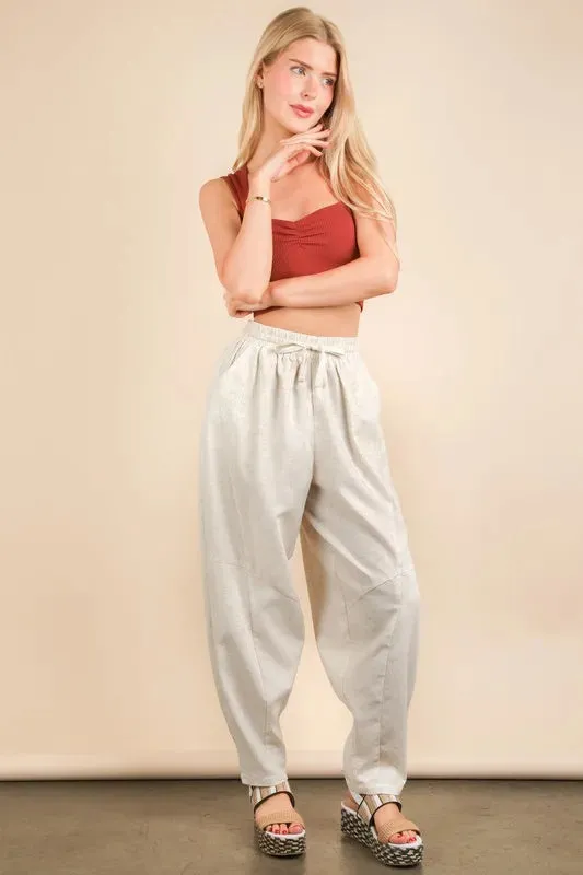 VERY J Solid Barrel Comfy Woven Pants sold by Charming Charlie