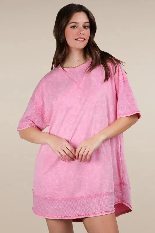 VERY J Plus Size Mineral Washed Comfy Casual Knit Mini Dress sold by Charming Charlie product image thumbnail 4