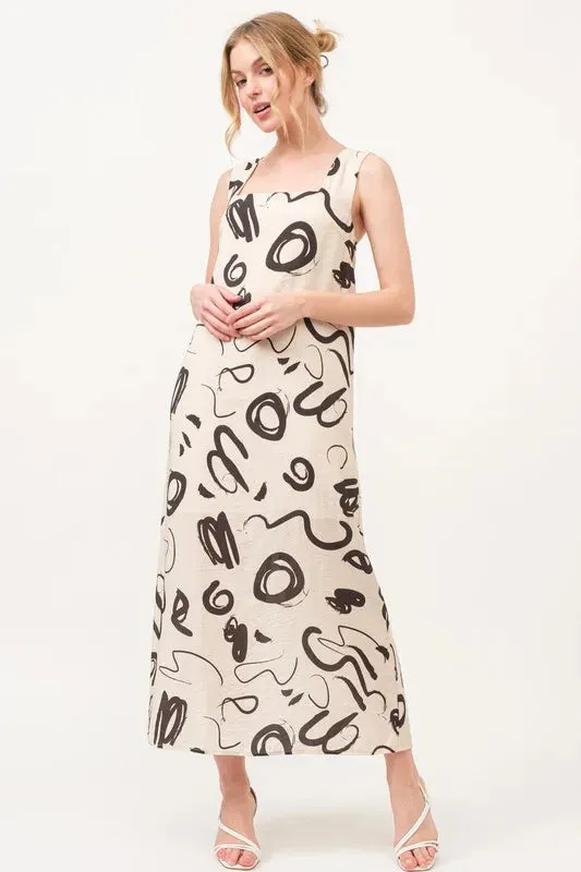 And The Why Square Neck Abstract Printed Maxi Dress sold by Charming Charlie