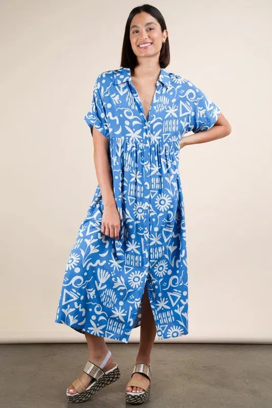 VERY J Plus Size Oversized Printed Shirt Midi Dress sold by Charming Charlie