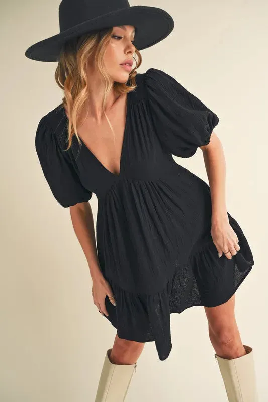 Aemi+Co Tied Back Ruffled Short Sleeve Mini Dress sold by Charming Charlie product image thumbnail 2
