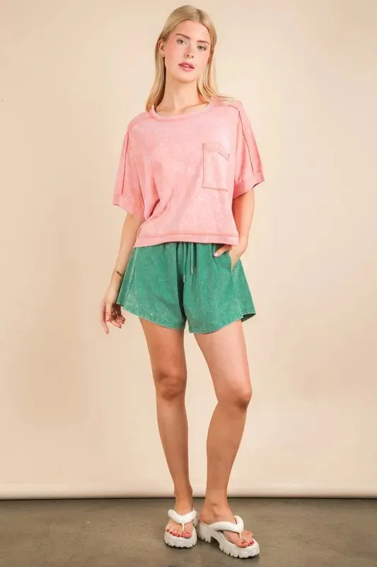 VERY J Mineral Washed Comfy Baggy Shorts sold by Charming Charlie