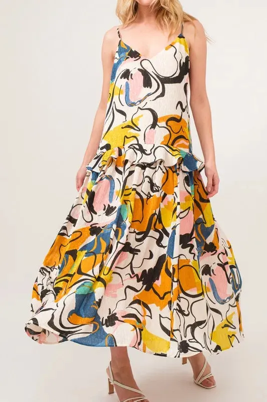 And The Why Ruffled Abstract Floral Printed Midi Cami Dress sold by Charming Charlie