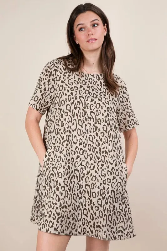 VERY J Leopard Printed Comfy Mini Dress sold by Charming Charlie
