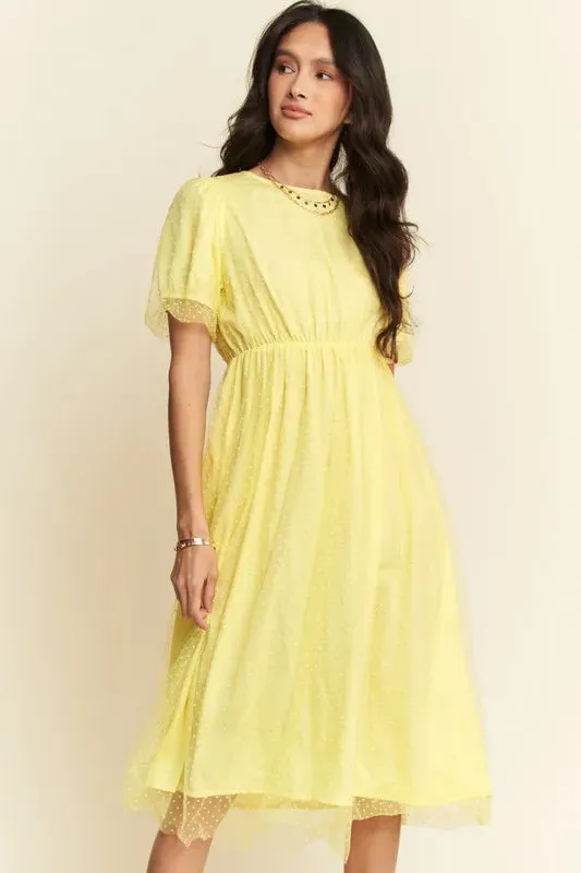 Davi & Dani Mesh Puff Short Sleeve Midi Dress sold by Charming Charlie product image thumbnail 4