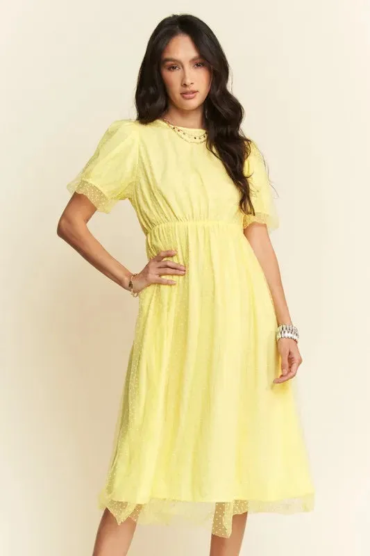 Davi & Dani Mesh Puff Short Sleeve Midi Dress sold by Charming Charlie product image thumbnail 3
