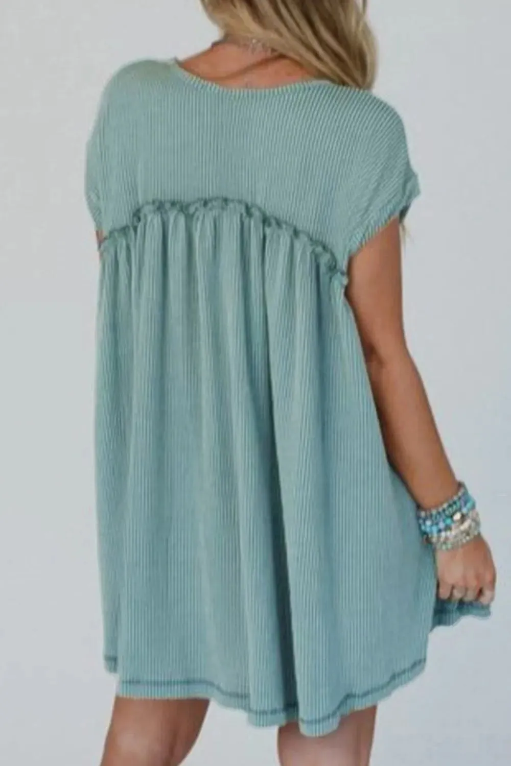 Frill Round Neck Cap Sleeve Mini Dress sold by Charming Charlie product image thumbnail 3