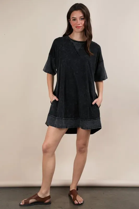 VERY J Plus Size Mineral Washed Comfy Casual Knit Mini Dress sold by Charming Charlie