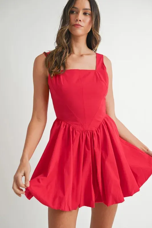 MABLE Poplin Square Neckline Bubble Mini Dress sold by Charming Charlie