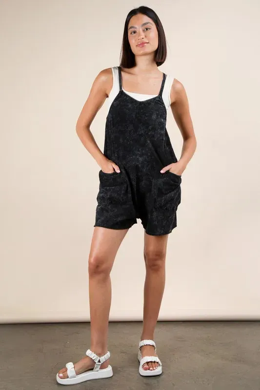 VERY J Plus Size Mineral Washed Sleeveless Knit Romper sold by Charming Charlie