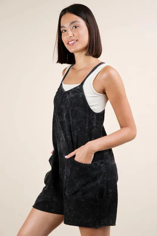 VERY J Plus Size Mineral Washed Sleeveless Knit Romper sold by Charming Charlie product image thumbnail 4