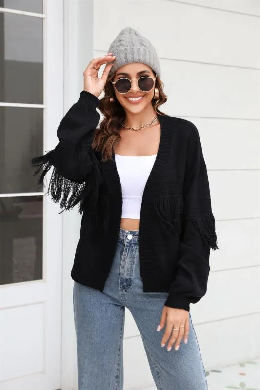 Open front fringe cardigan sold by Charming Charlie product image thumbnail 4