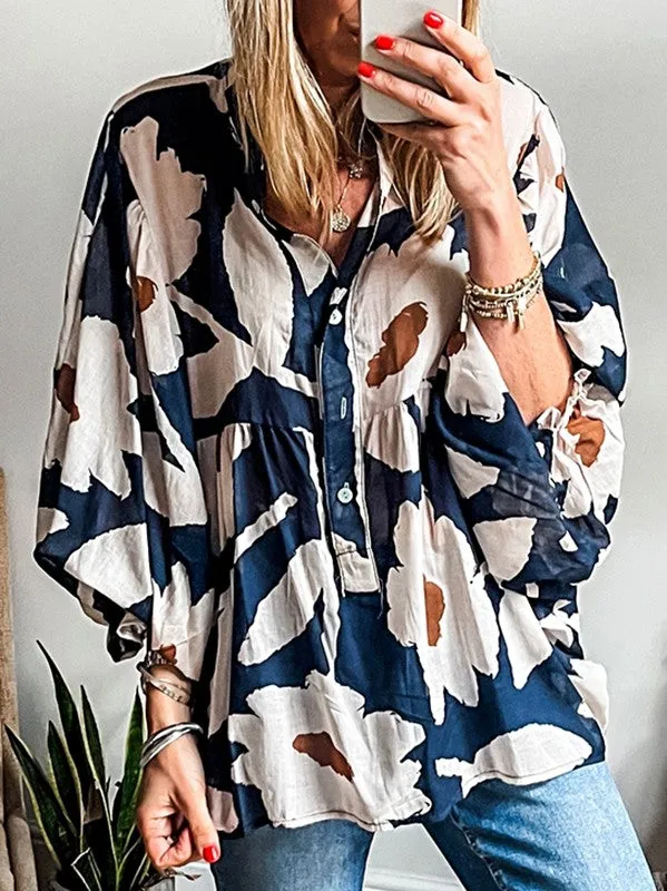 60s Flower Frill Neck Loose Blouse sold by Charming Charlie product image thumbnail 5