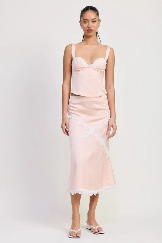 SATIN BUSTIER TOP WITH LACE DETAIL sold by Charming Charlie product image thumbnail 5