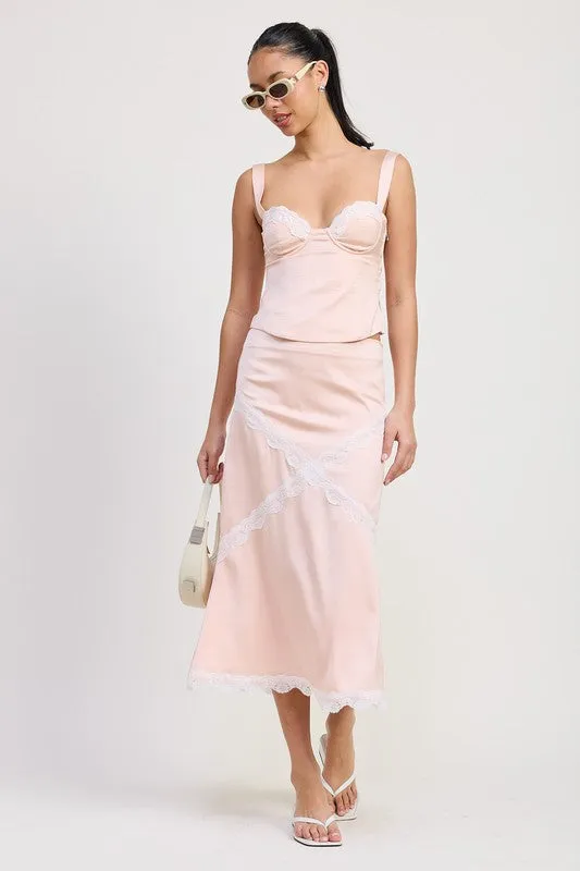 SATIN BUSTIER TOP WITH LACE DETAIL sold by Charming Charlie product image thumbnail 3