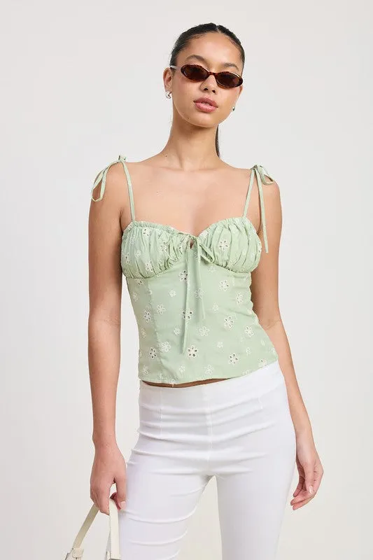BUSTIER TOP WITH SHOULDER TIES sold by Charming Charlie