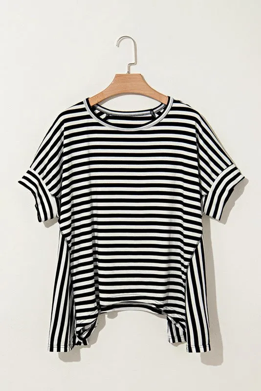 Cotton Striped Batwing Sleeve Oversized Top sold by Charming Charlie product image thumbnail 2