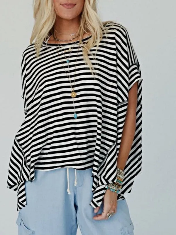 Cotton Striped Batwing Sleeve Oversized Top sold by Charming Charlie product image thumbnail 5
