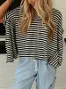 Cotton Striped Batwing Sleeve Oversized Top sold by Charming Charlie