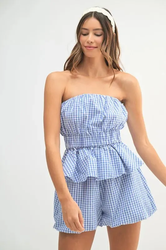 MABLE Gingham Tube Top and Shorts Set sold by Charming Charlie product image thumbnail 3