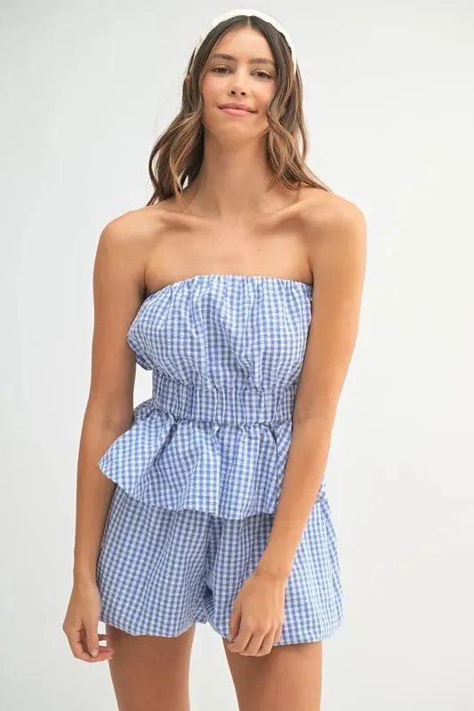 MABLE Gingham Tube Top and Shorts Set sold by Charming Charlie product image thumbnail 4