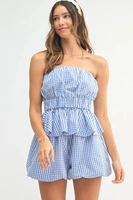 MABLE Gingham Tube Top and Shorts Set sold by Charming Charlie product image thumbnail 2