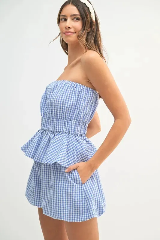 MABLE Gingham Tube Top and Shorts Set sold by Charming Charlie product image thumbnail 5