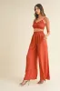 MABLE Smocked Bralette Crop Top and Wide Leg Pants Set sold by Charming Charlie