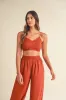 MABLE Smocked Bralette Crop Top and Wide Leg Pants Set sold by Charming Charlie