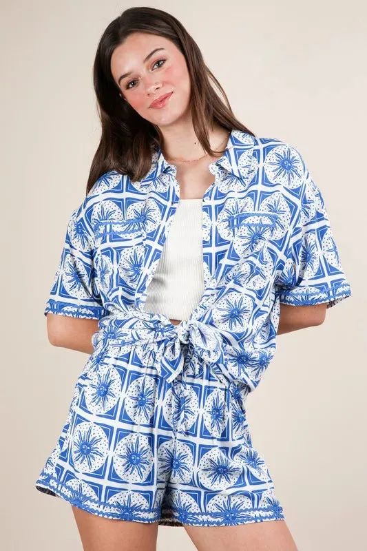 VERY J Plus Size Tropical Printed Shirt Top & Shorts Set sold by Charming Charlie