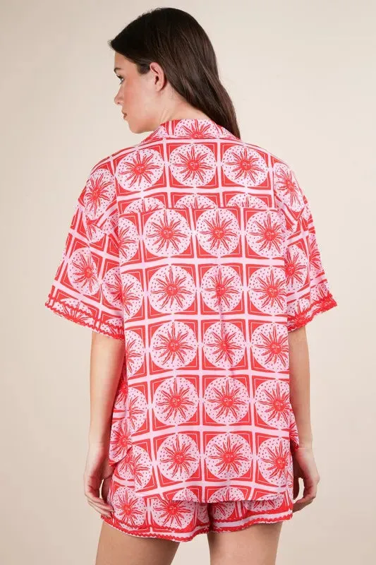 VERY J Plus Size Tropical Printed Shirt Top & Shorts Set sold by Charming Charlie product image thumbnail 3
