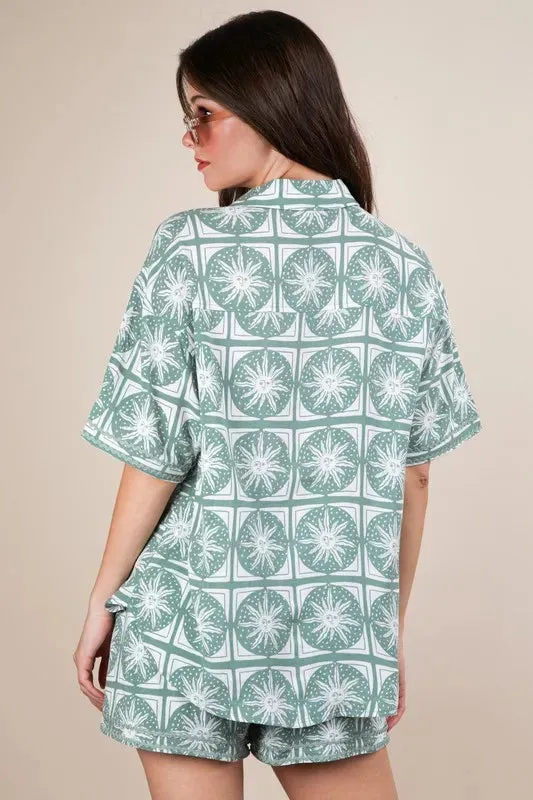 VERY J Tropical Printed Shirt Top and Shorts Set sold by Charming Charlie product image thumbnail 5