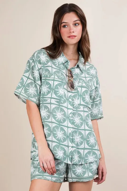 VERY J Tropical Printed Shirt Top and Shorts Set sold by Charming Charlie product image thumbnail 2