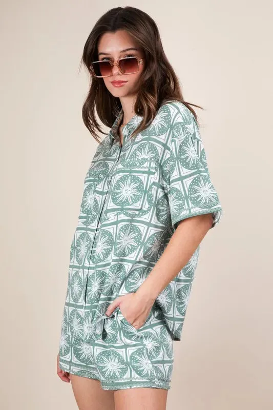 VERY J Tropical Printed Shirt Top and Shorts Set sold by Charming Charlie product image thumbnail 4