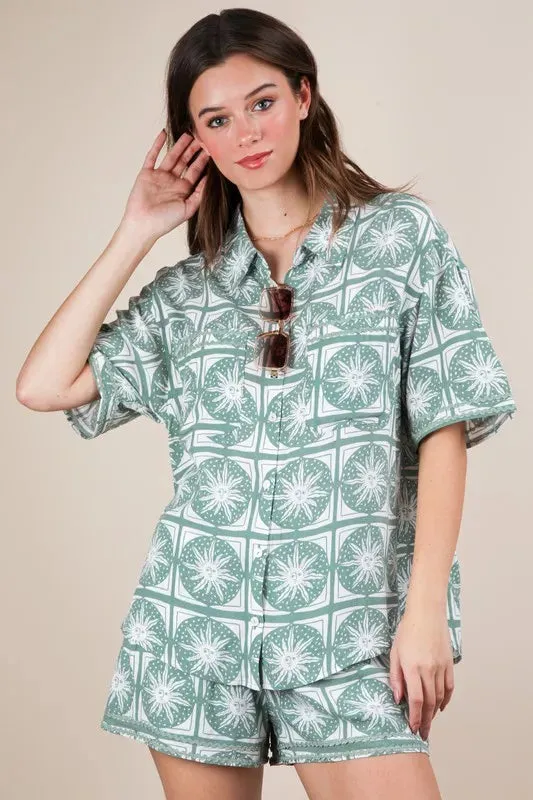 VERY J Tropical Printed Shirt Top and Shorts Set sold by Charming Charlie product image thumbnail 3