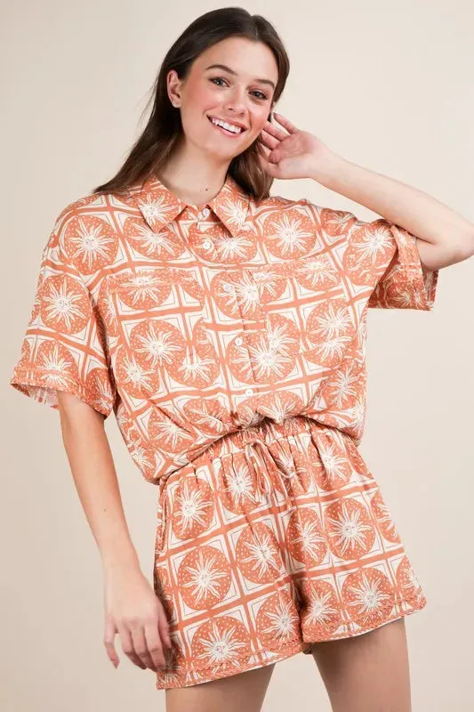 VERY J Tropical Printed Shirt Top & Shorts Set sold by Charming Charlie