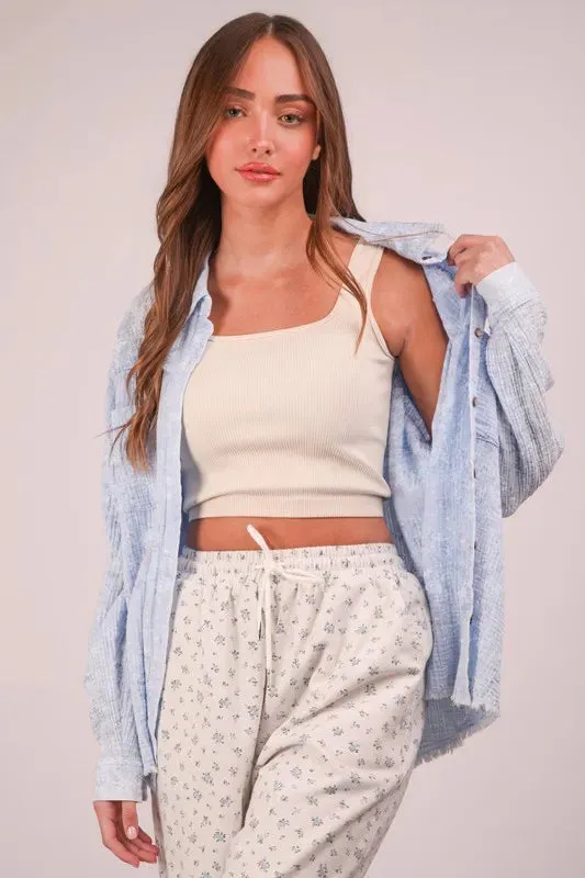 VERY J Plus Size Mineral Washed Gauze Shirt sold by Charming Charlie product image thumbnail 3